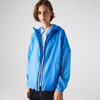 Lacoste Zippered Lightweight Transparent Hooded Windbreaker - Větrovky Dámské Blankyt / Tmavě Blanky